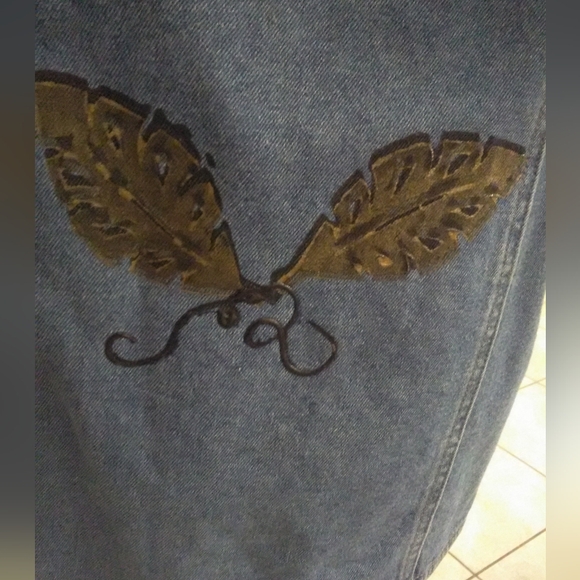 VINTAGE JEAN JACKET BY HAIKS 100%COTTON SZ. LG ANIMAL PAINTINGS POCKETS - Picture 2 of 12